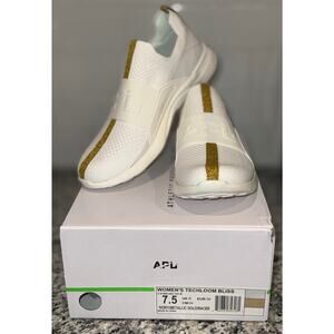 APL TechLoom Bliss Women’s Sneakers Ivory Metallic Gold Racer Size 7.5 NEW